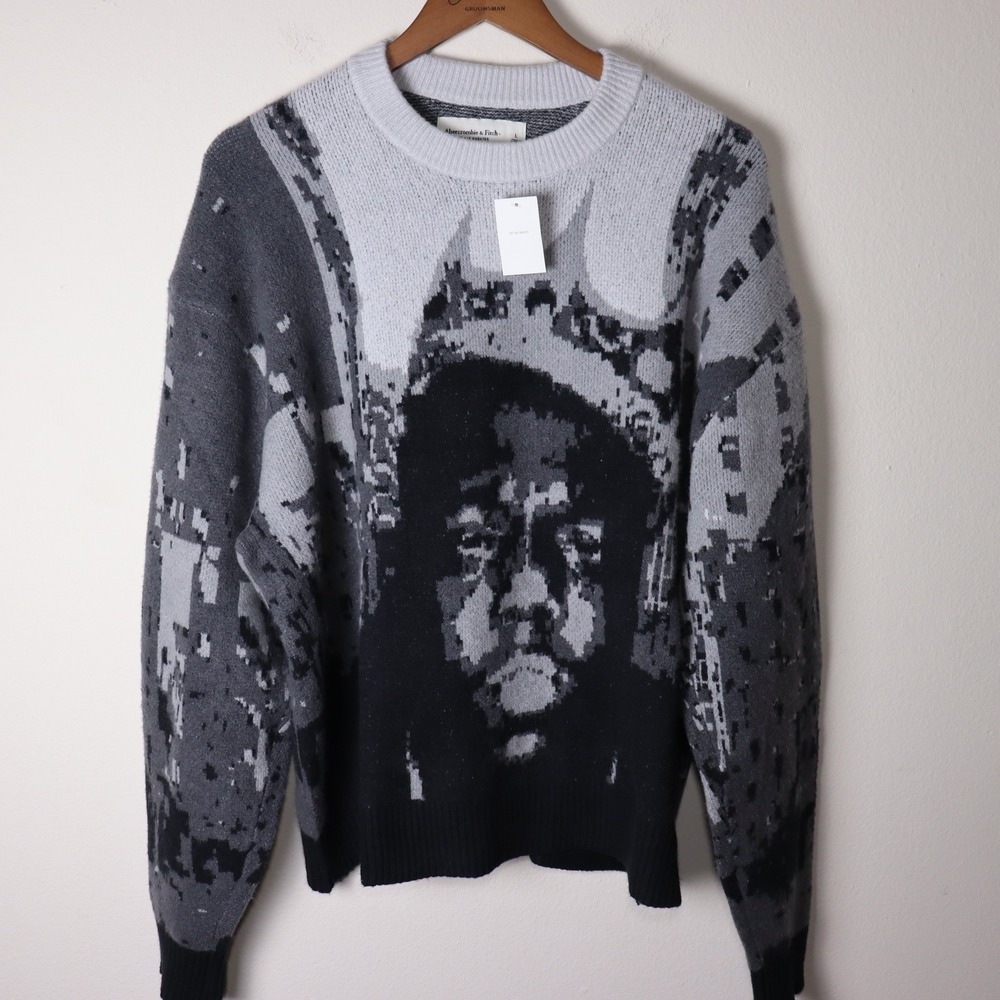Abercrombie & Fitch Notorious BIG Graphic Sweater Grey